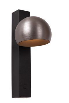 Настінний світильник Lucide ESFERA LED Dim. 1x9W 2700K Grey iron, Grey iron, Чорний, Нікель