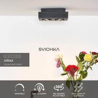 Потолочный точечный светильник Lucide XIRAX LED Dim to warm GU10 2x5W 2200K/3000K Black