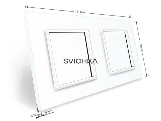 Рамка 2-постова LIVOLO, загартоване скло, біла, 151&times;80 мм (VL-P7E/E-4W)