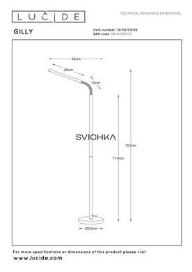 Напольная лампа для чтения Lucide GILLY LED 1x6W 2700K Black