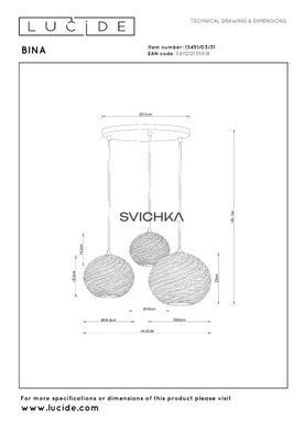 Подвесной светильник Lucide BINA &Oslash; 40 cm 3xE27 White