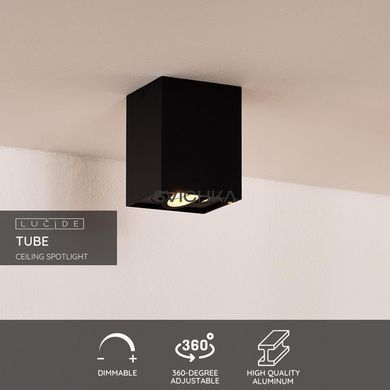 Потолочный точечный светильник Lucide TUBE 1xGU10 Black