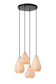 Підвісний світильник Lucide CINZIA &Oslash; 55,5 cm 4xE27 White, WHITE, Білий, Білий
