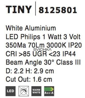 Точковий врізний світильник Nova Luce TINY, White