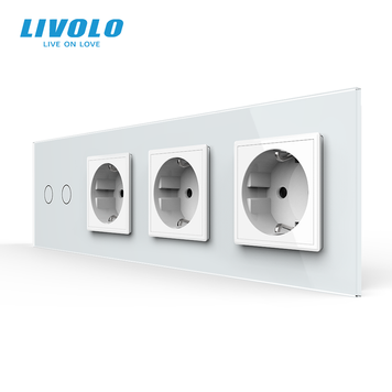 Сенсорный выключатель 2 сенсора 3 розетки Livolo