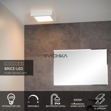 Стельовий світильник для ванної Lucide BRICE LED LED Dim. 1x22W 3000K IP44 White, WHITE