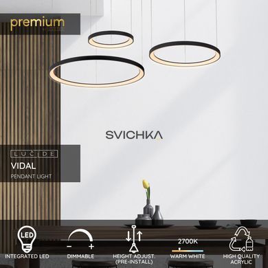 Подвесной светильник Lucide VIDAL &Oslash; 78 cm LED Dim. 1x120W 2700K Black