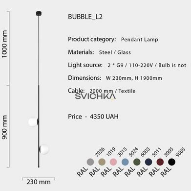Підвісний світильник Babich Studio BUBBLE L, Black