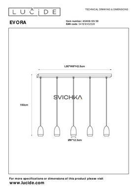 Подвесной светильник Lucide EVORA &Oslash; 10 cm 5xGU10 Black
