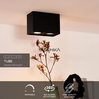 Стельовий точковий світильник Lucide TUBE 2xGU10 Black, BLACK