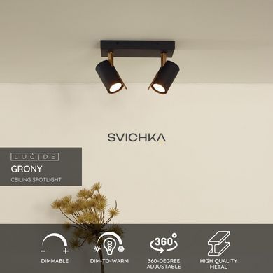 Потолочный точечный светильник Lucide GRONY LED Dim to warm GU10 2x5W 2200K/3000K Black