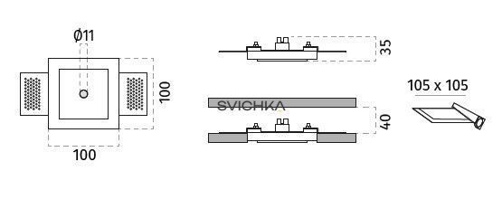 Врезной гипсовый светильник 9010 4247A, White