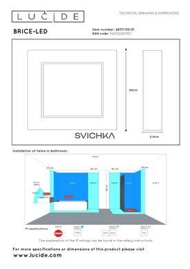 Потолочный светильник для ванной Lucide BRICE LED LED Dim. 1x30W 3000K IP44 White