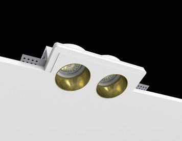 Врізний гіпсовий світильник Promin DOUBLE BRASS M, White/Brass, Білий, Білий, Білий, Латунь