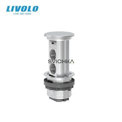 Висувна розетка з двох розеток та USB Livolo срібний (VL-SHS019-FCTC-S)