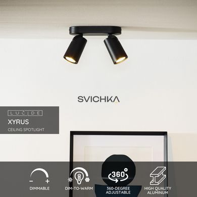 Потолочный точечный светильник Lucide XYRUS LED Dim to warm GU10 2x5W 2200K/3000K Black