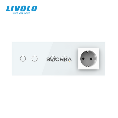 Сенсорный выключатель 4 сенсора 1 розетка Livolo