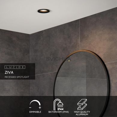 Встраиваемый светильник для ванной Lucide ZIVA &Oslash; 8,4 cm 1xGU10 IP44 Black