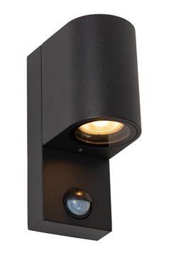 Настінний точковий світильник Lucide ZARO IR Indoor/Outdoor 1xGU10 IP65 Motion & Day/Night Sensor Black, BLACK, Чорний, Чорний