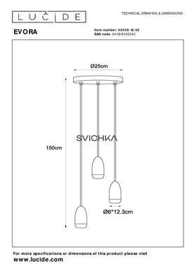 Підвісний світильник Lucide EVORA &Oslash; 25 cm 3xGU10 Black, BLACK