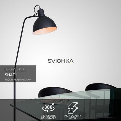 Підлогова лампа для читання Lucide SHADI 1xE27 Black, BLACK