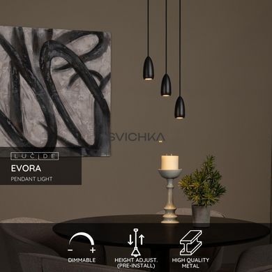 Підвісний світильник Lucide EVORA &Oslash; 25 cm 3xGU10 Black, BLACK