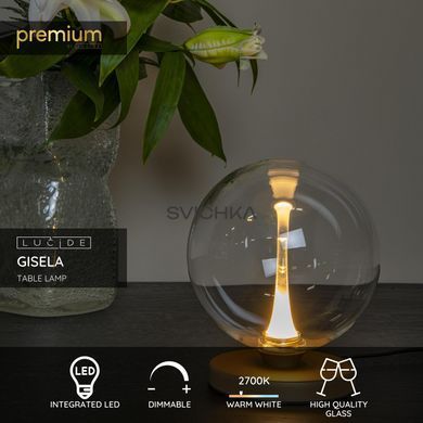 Настольная лампа Lucide GISELA &Oslash; 16 cm LED Dim. 1x5W 2700K Transparant