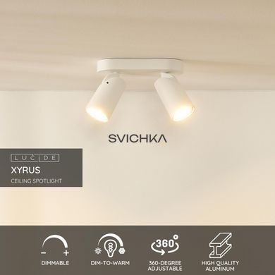 Потолочный точечный светильник Lucide XYRUS LED Dim to warm GU10 2x5W 2200K/3000K White