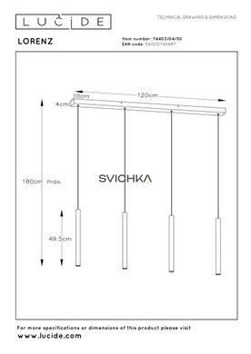 Підвісний світильник Lucide LORENZ LED Dim. 4x4W 3000K Black, BLACK