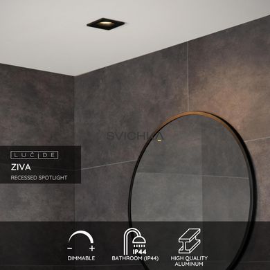 Встраиваемый светильник для ванной Lucide ZIVA 1xGU10 IP44 Black