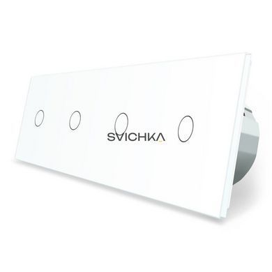 Розумний сенсорний ZigBee вимикач 4 сенсора (1-1-1-1) Livolo білий скло (VL-C704Z-11)