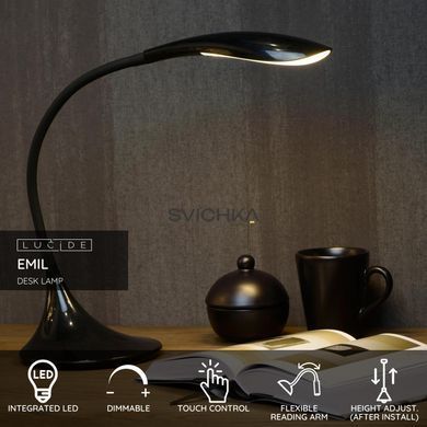 Настільна лампа Lucide EMIL LED Dim. 1x4,5W 3000K Black, BLACK, Чорний, Чорний