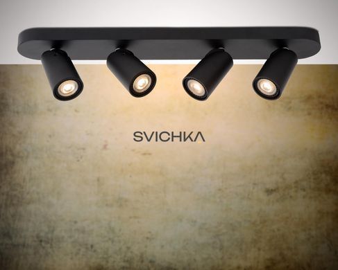 Потолочный точечный светильник Lucide XYRUS LED Dim to warm GU10 4x5W 2200K/3000K Black