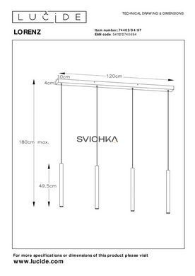 Підвісний світильник Lucide LORENZ LED Dim. 4x4W 3000K Rust Brown, Rust Brown