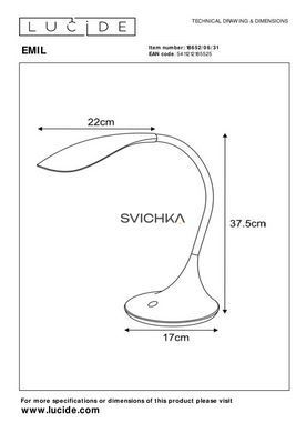 Настільна лампа Lucide EMIL LED Dim. 1x4,5W 3000K White, WHITE, Білий, Білий