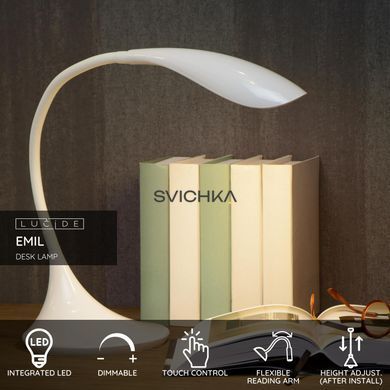 Настільна лампа Lucide EMIL LED Dim. 1x4,5W 3000K White, WHITE, Білий, Білий