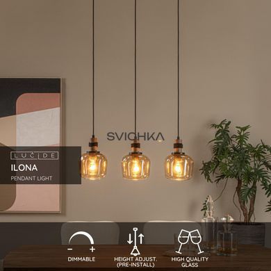 Підвісний світильник Lucide ILONA 3xE27 Amber, Amber