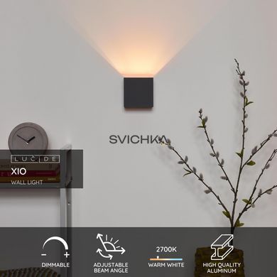 Настінний світильник Lucide XIO LED Dim. G9 1x4W 2700K Adjustable beam angle Grey, Grey