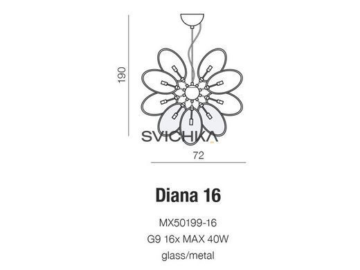 Люстра AZzardo Diana 16 AZ2155, Хром, Димчатий, Напівпрозорий, Хром