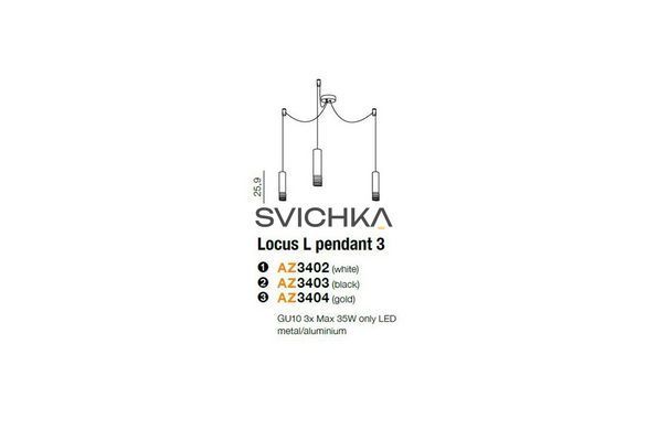 Підвісний світильник AZzardo Locus L pendant 3 AZ3402 black, Чорний, Чорний