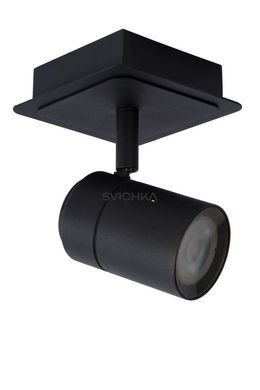 Стельовий точковий світильник для ванної Lucide LENNERT LED Dim. GU10 1x5W 3000K IP44 Black, BLACK, Чорний, Чорний
