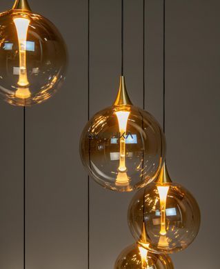 Підвісний світильник Lucide GISELA &Oslash; 48 cm LED Dim. 5x3,8W 2700K Amber, Amber, Бурштинний, Бурштинний