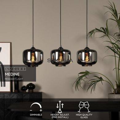 Підвісний світильник Lucide MEDINE 3xE27 Smoke Grey, Smoke Grey
