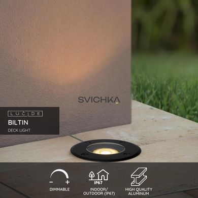Вбудовуваний вуличний світильник Lucide BILTIN &Oslash; 10,8 cm 1xGU10 IP67 Black, BLACK
