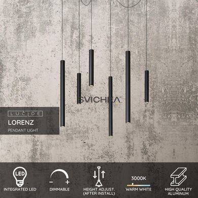 Підвісний світильник Lucide LORENZ &Oslash; 120 cm LED Dim. 6x4W 3000K Black, BLACK