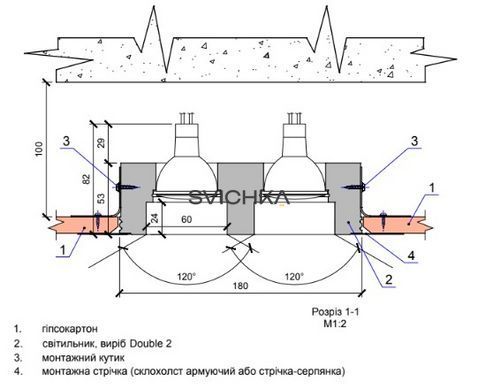 Врезной гипсовый светильник Promin DOUBLE M, White
