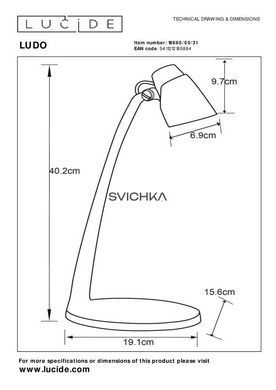 Настільна лампа Lucide LUDO LED 1x4,5W 3000K White, WHITE, Білий, Сріблястий, Сріблястий