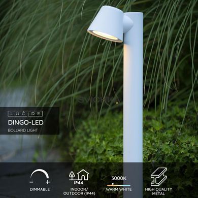 Вуличний стовпчик Lucide DINGO LED LED Dim. GU10 1x5W 3000K IP44 White, WHITE, Білий, Білий