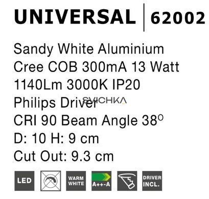 Точковий врізний світильник Nova Luce UNIVERSAL White