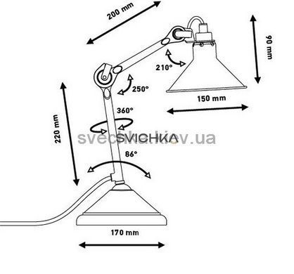 Настільна лампа Lampe Gras 207-Wh-Ch, Білий, Білий